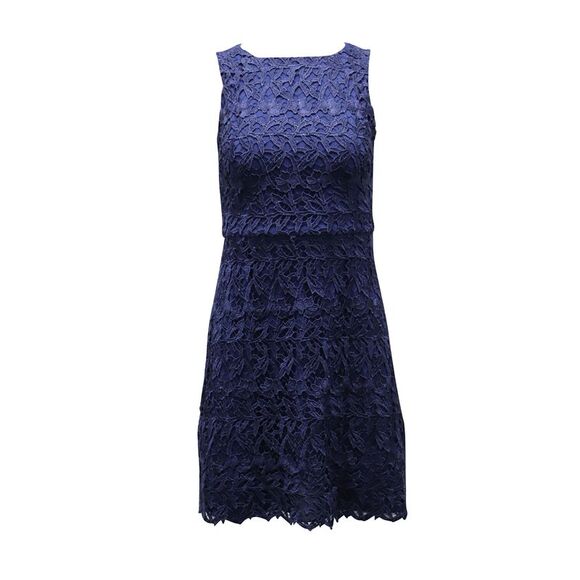Alice + Olivia Lace-Patterned Mini Dress in Navy Blue...